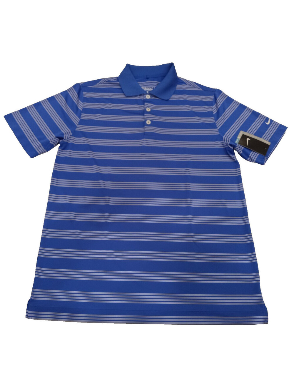Nike Golf Shirt Mens Small Blue White Striped Tour Performance Dri-FIT Polo S